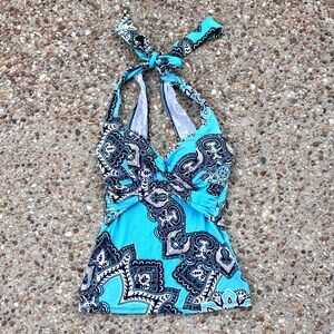Cache Y2K Turquoise Boho Halter Tank Size S